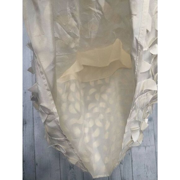 Talbots 100% Silk Flutter Half Moon Cap Sleeved Blouse Cream Sz L EST - Picture 7 of 7